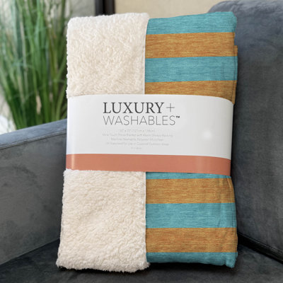 Addison Machine Washable Sherpa Throw Blanket