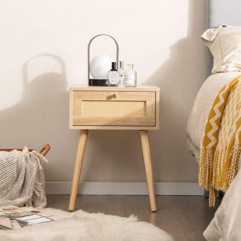 40cm W Solid + Manufactured Wood Bedside Table