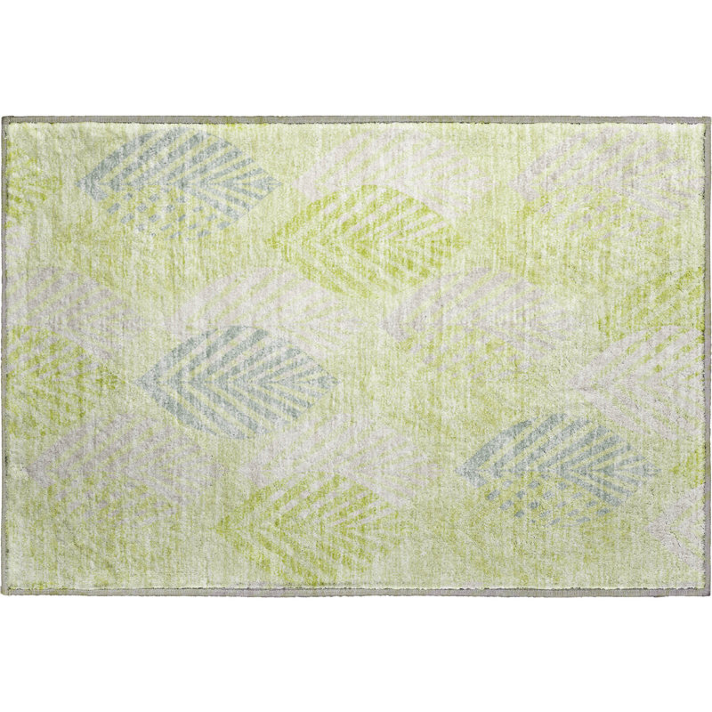 Premium Machine Washable Prisco Aloe Rug, Rectangle 1'8" x 2'6"