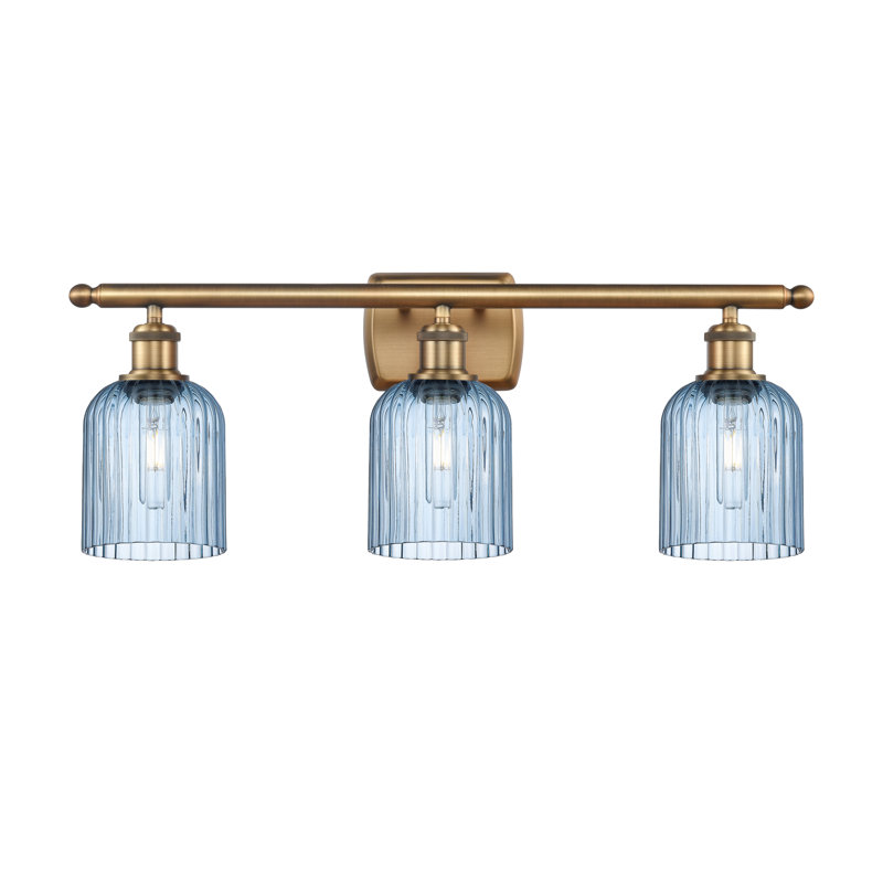 Brion Addeline 3 Light 25" Bath Vanity  Shade, Brushed Brass, Princess Blue