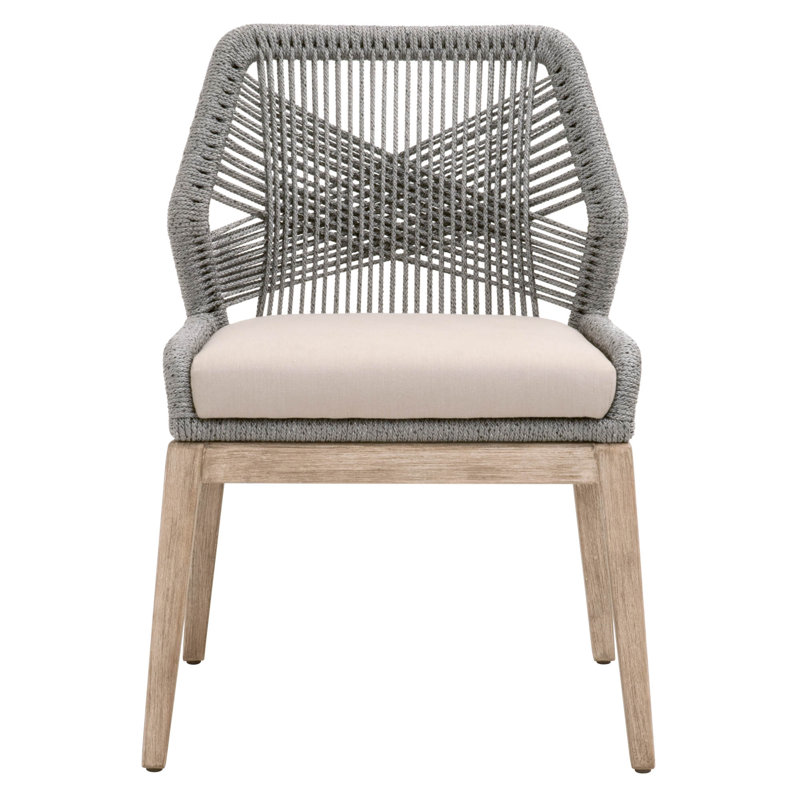 19.5'' H Polypropylene / Olefin Upholstered Mahogany Side Chair, Light Gray