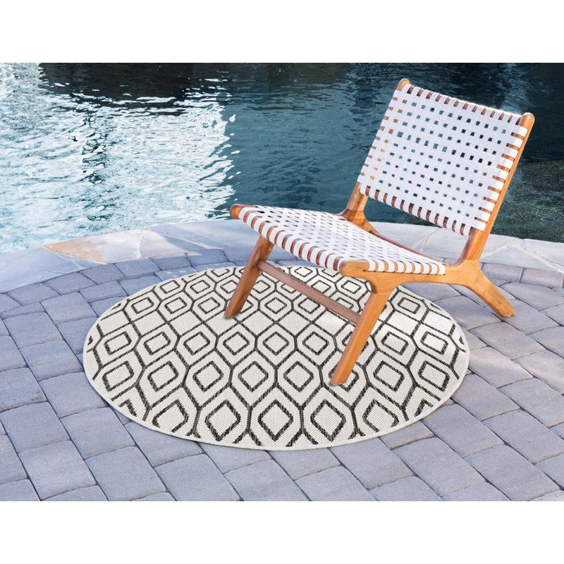 Tapis d'extérieur couleur brun clair, Rond 4 pi