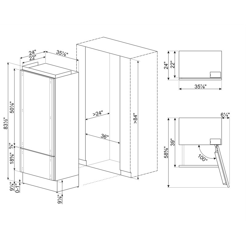36" Bottom-Mount Refrigerator, Auto Ice Maker, Dual Evaporators And Inverter Compressors, TFT Touch Display