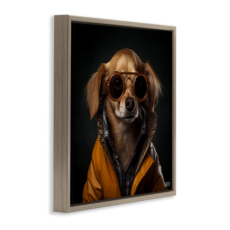 "Élégant chien sur toile encadrée noire" par Roozbeh Bahramali, Cadre flottant orme Montalcino, H 18 po x l 18 po