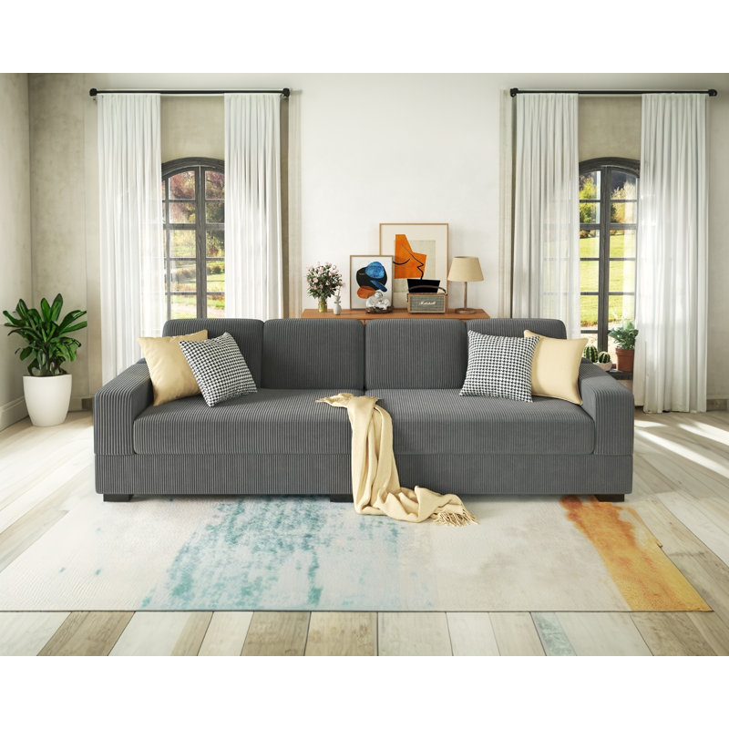 Birkley 112'' Corduroy Sofa, Gray