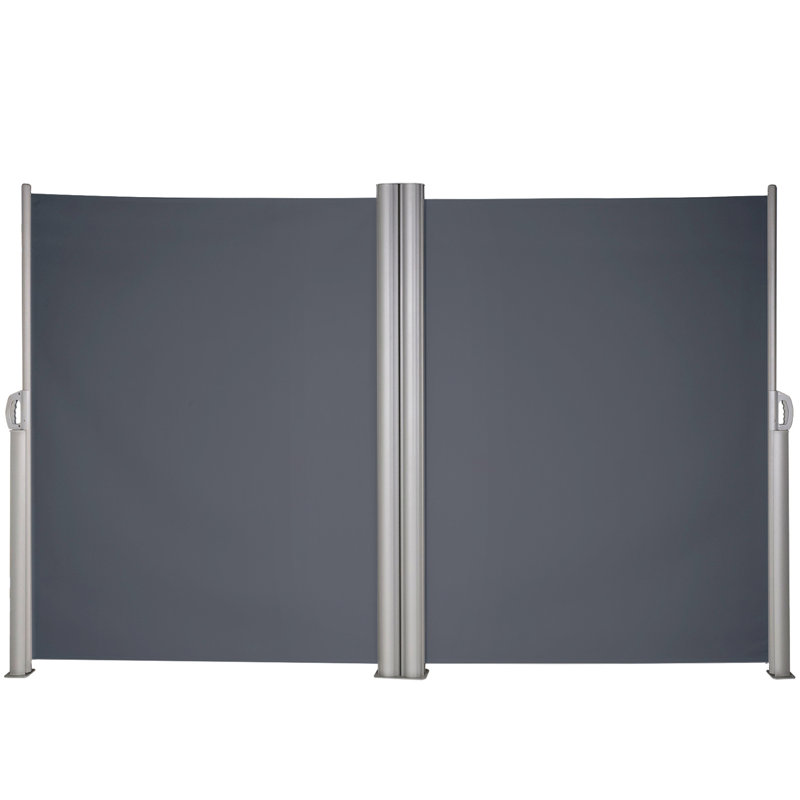 Retractable Side Awning, 71''x 236'' Full Aluminum Rust-Proof Patio Sunshine Screen, Outdoor Privacy Divider & Wind Screen, Works for Courtyard, Balcony, Roof Terraces and Pools, Gray