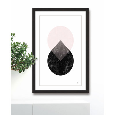 «Pink Tears» - Reproduction d'art graphique sur papier encadré