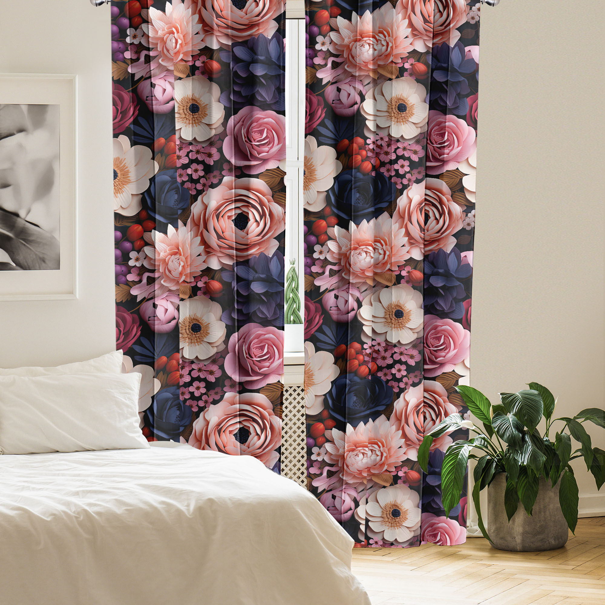 Drapery Top View Ambesonne Floral Curtains Top View Garden Flowers Art Pair 427776 | Wayfair