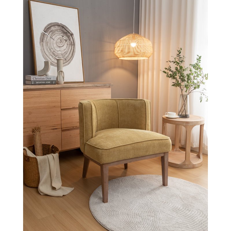 Karoll Upholstered Barrel Chair, Yellow Polyester Blend, 1