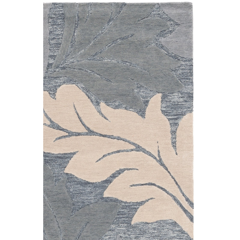 Bourassa 402 Hand Tufted Wool/Cotton Floral Rug in Gray/Beige, Runner 2'3" x 8'