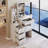 29.2" Small Space Left Bedside Cabinet Vanity Table + Cushioned Stool, Extra Large Right sliding mirror, Multi Layer High Capacity Storage, Practical Fashionable Dresser, Suitable For Small Space-515275368