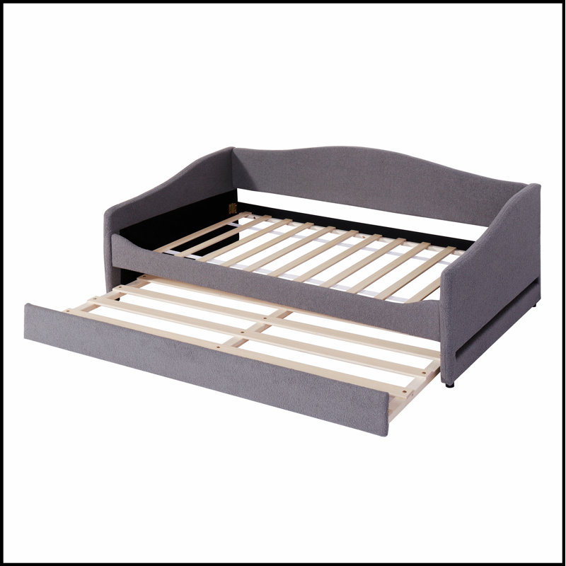 Upholstered Daybed with LED Lighting and Trundle, Modern Design for Comfort and Space Efficiency, Gray, Twin