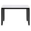 Élégante table de salle à manger pour 5 cuisines, table en marbre artificiel et 4 chaises larges de soutien, bois d'hévéa, blanc / gris + noir maison semblable au marbre avec base en bois coussinée confortable