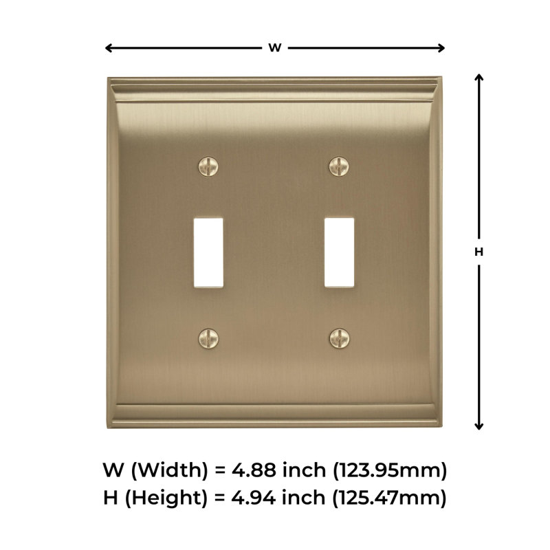 Candler 2-Gang Toggle Light Switch Wall Plate, Golden Champagne