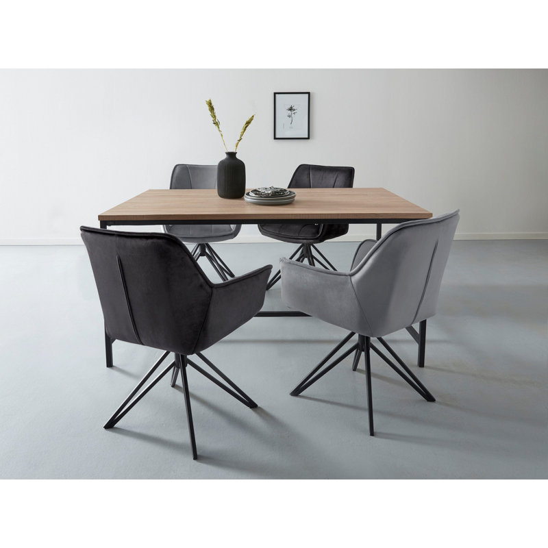Nawatha Metal Base Dining Table, 76cm H x 90cm W x 160cm L