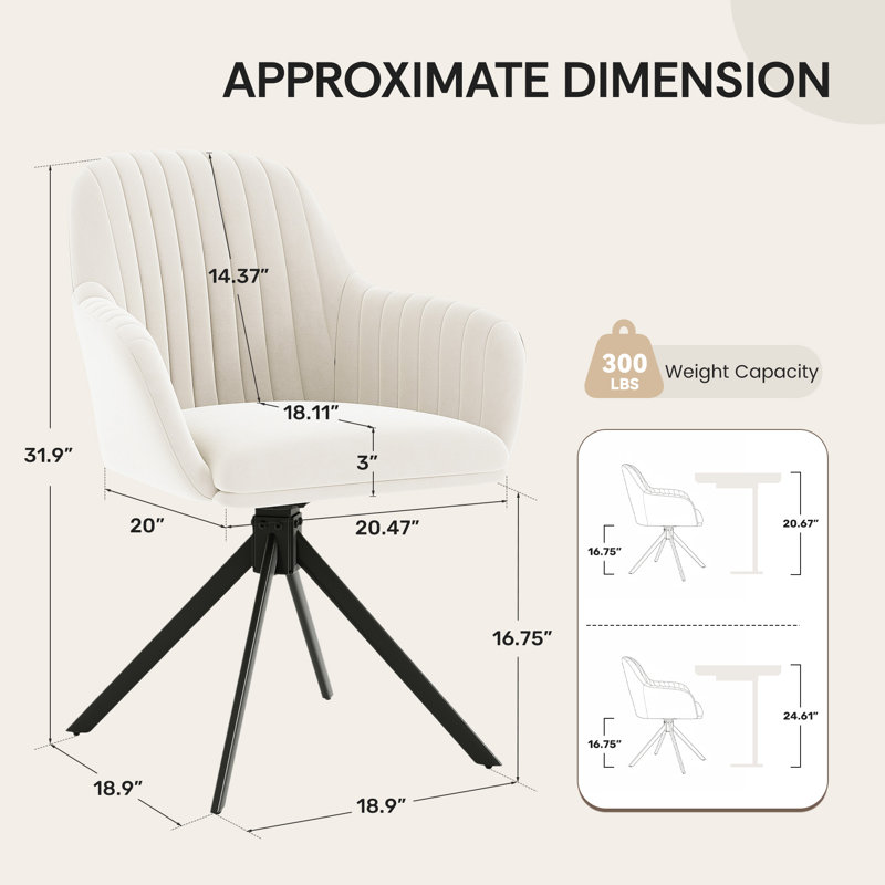 Velvet Upholstered Side Chair, White, 6, White