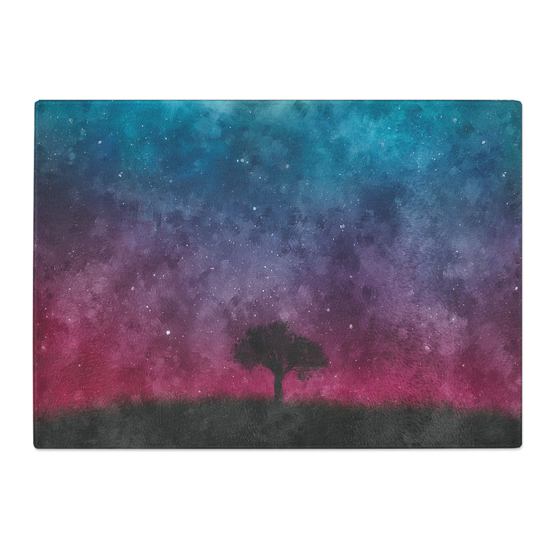 Tempered Glass Tree Under the Cosmos Painting Chopping Board