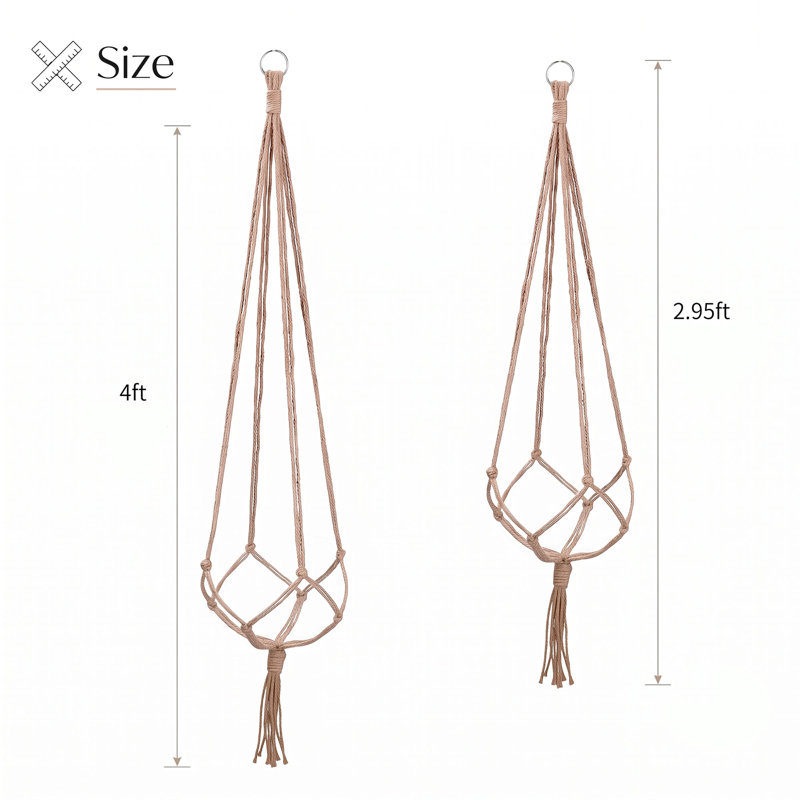 Macrame Plant Hanger Indoor 35 Inch Hanging Planter Basket Boho Home Decor, 35" x 4" x 4"