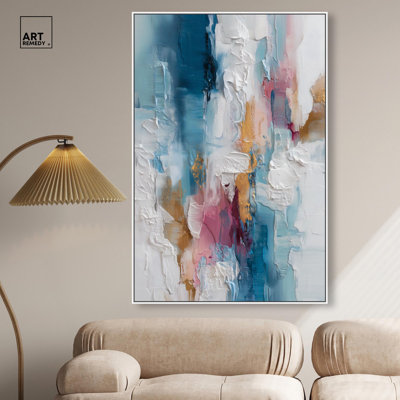 Décoration murale moderne pétale rose et bleu océan I par 