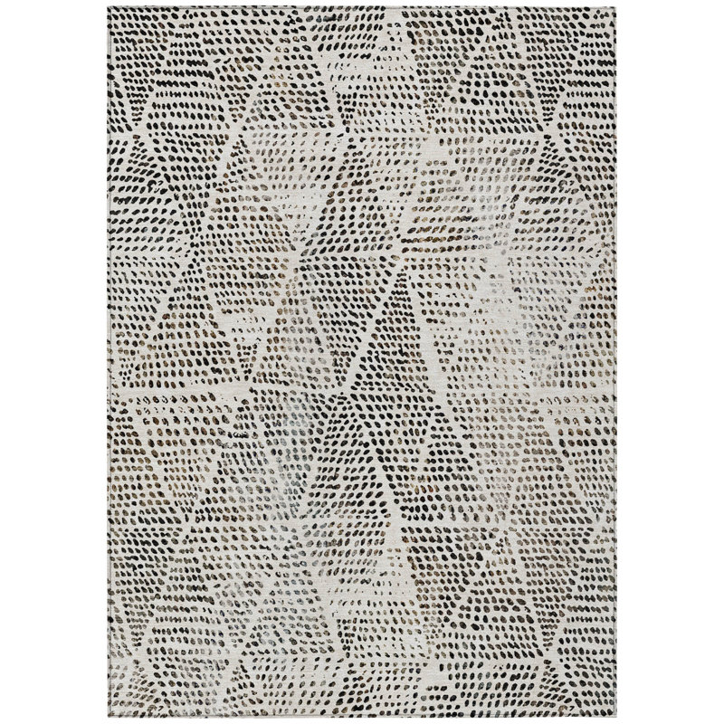 Tapis intérieur / extérieur lavable 8 pi x 10 pi ivoire gris anthracite et beige