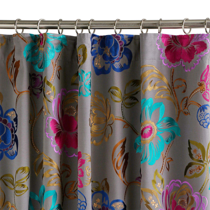 Magellan Cotton Blend Semi Sheer Single Curtain Panel, Grey, 135 W x 300 D cm