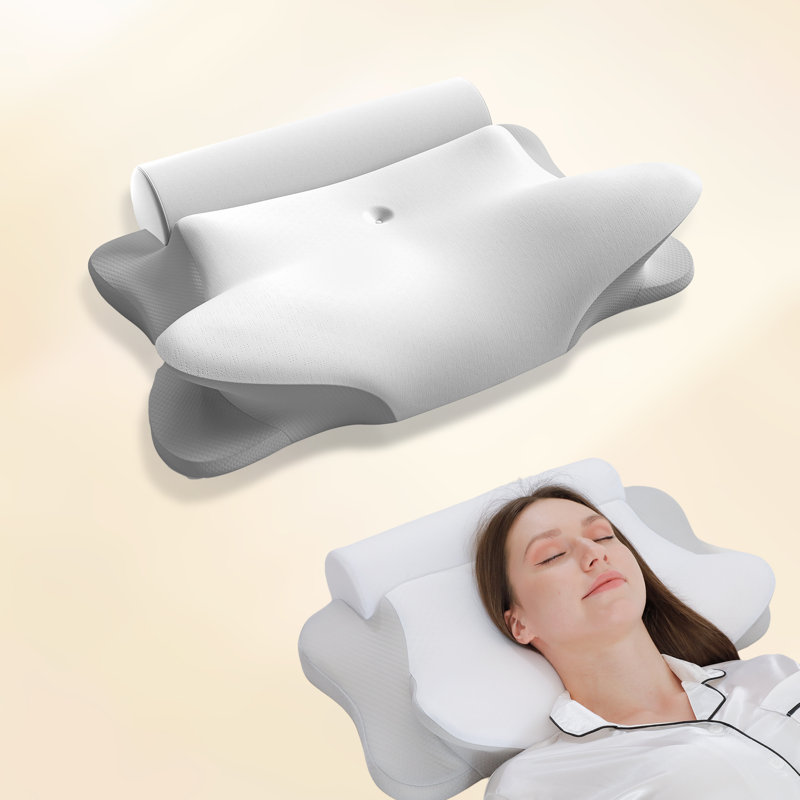 2-in-1 Memory Foam Ergonomic Pillow Set with Medium Support and Removable Bolster