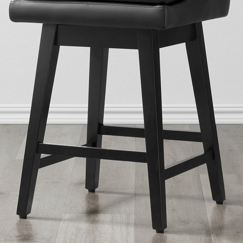 Tabouret de comptoir pivotant 26 po Aleksy, Similicuir noir