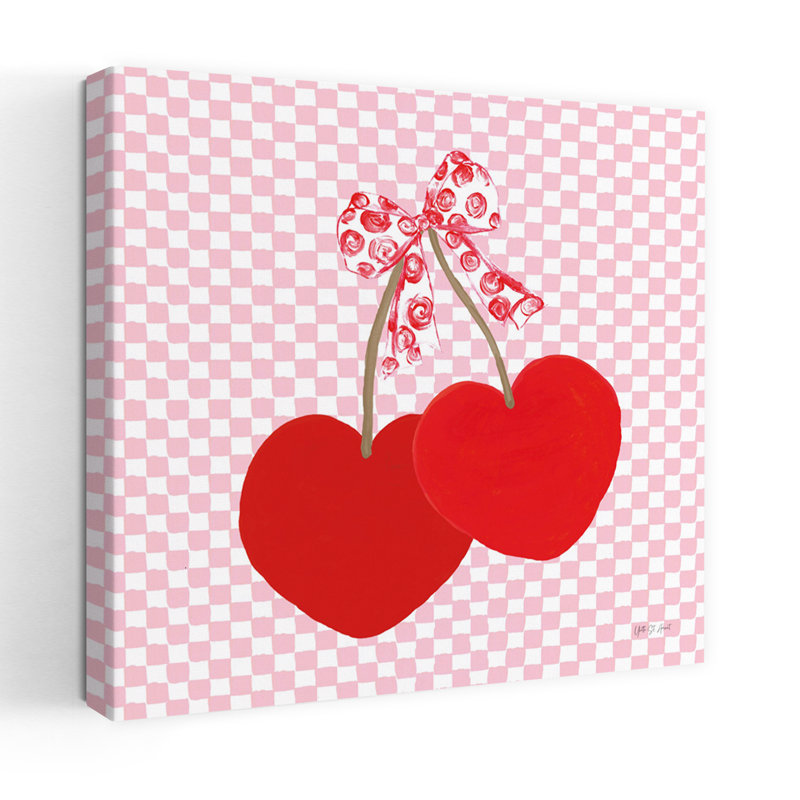 Cherry Hearts, art contemporain, H 32 po x l 32 po
