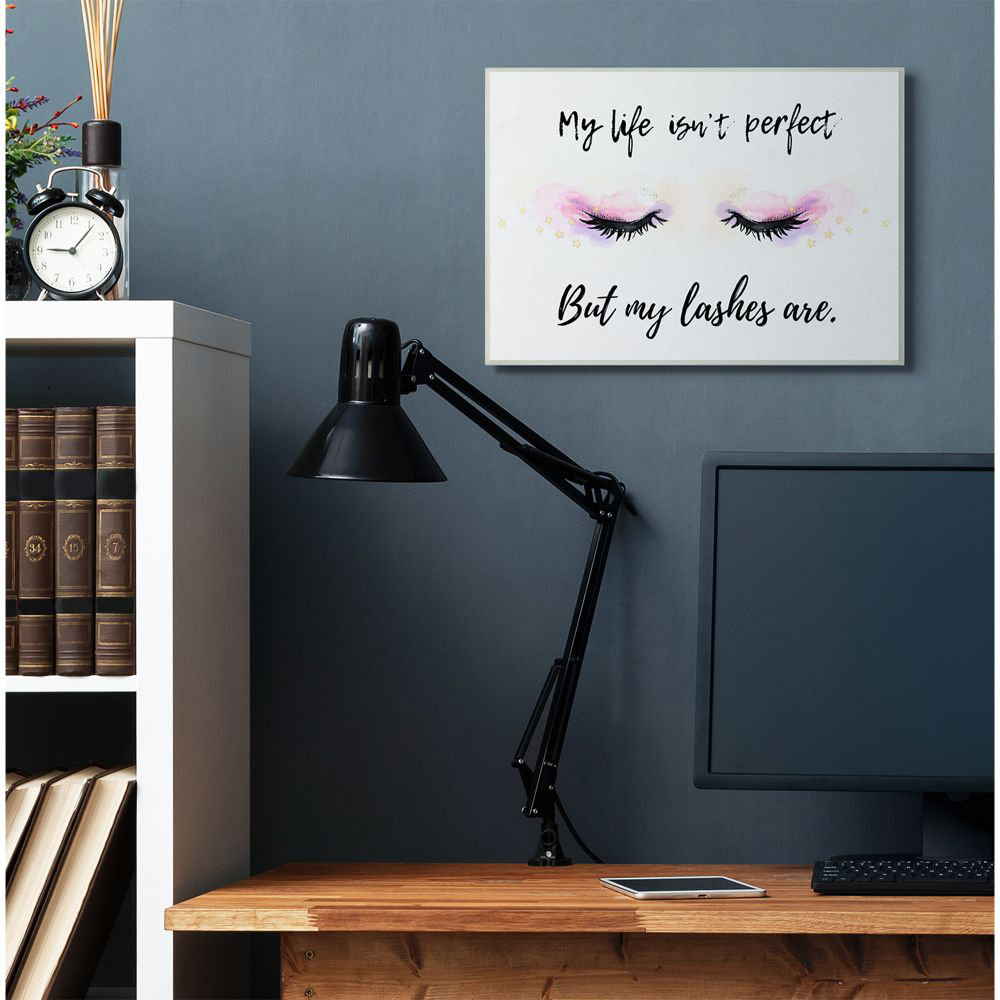 Perfect Lashes Eye Illustration Lavender with Gold Stars by Ziwei Li - Textual Art Print House of Hampton® 