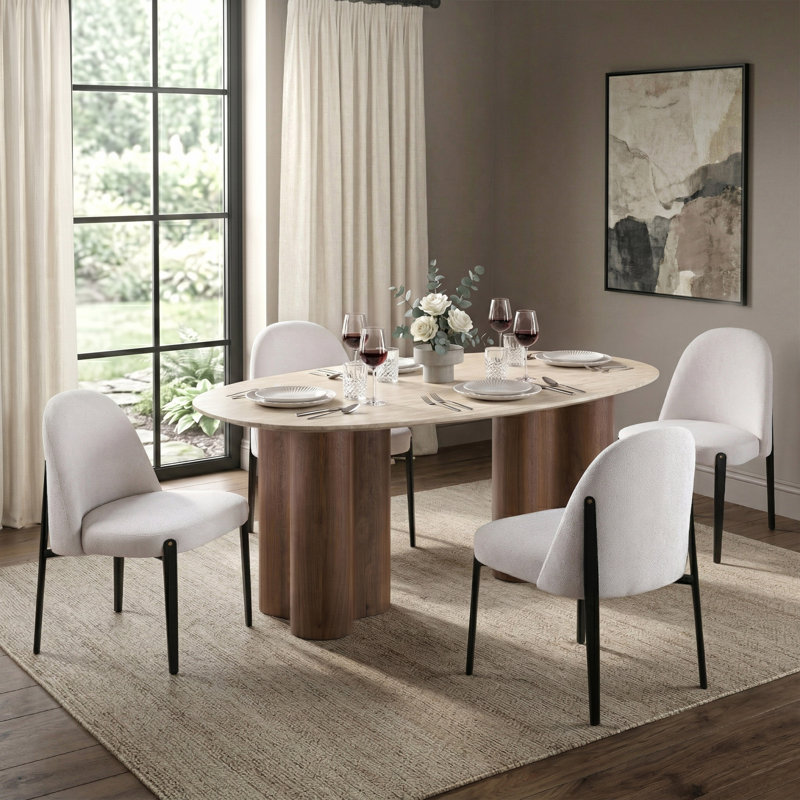 Ensemble de table de salle à manger 5 pièces Novato Garces, Ensemble de cinq pièces : table, quatre chaises