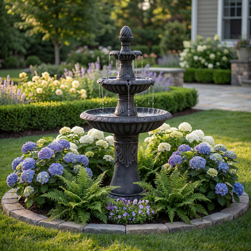 51" Tall 3-Tier Outdoor Water Fountain With Classic Design, Resin Garden & Patio Feature