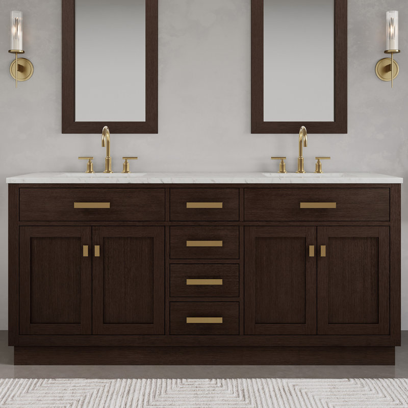 Argenta 72" W x 22" D x 34" H Double Bathroom Vanity, Brown Oak