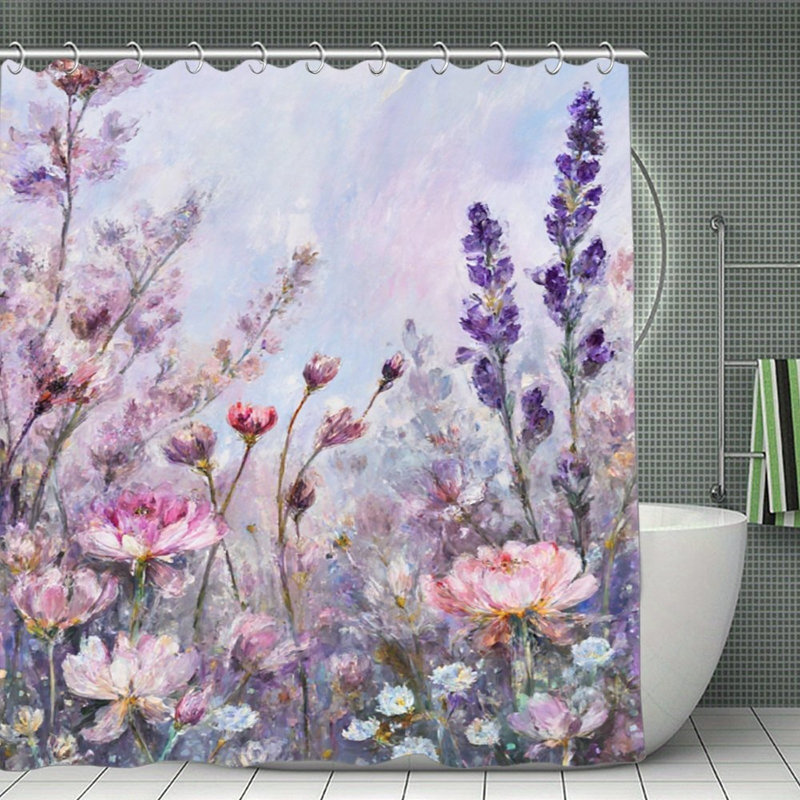 Rideaux de douche lavande et rose, 71 po x 71 po