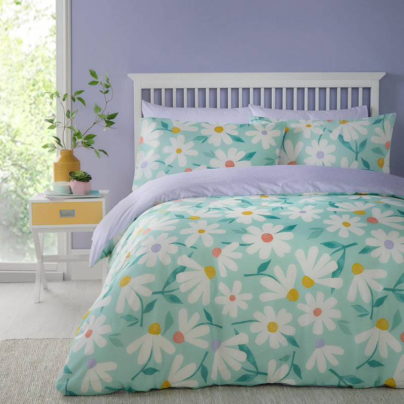 Daisy Polyester Floral Duvet Cover Set with Pillowcases, Single Duvet Cover Set + 1 Pillowcase