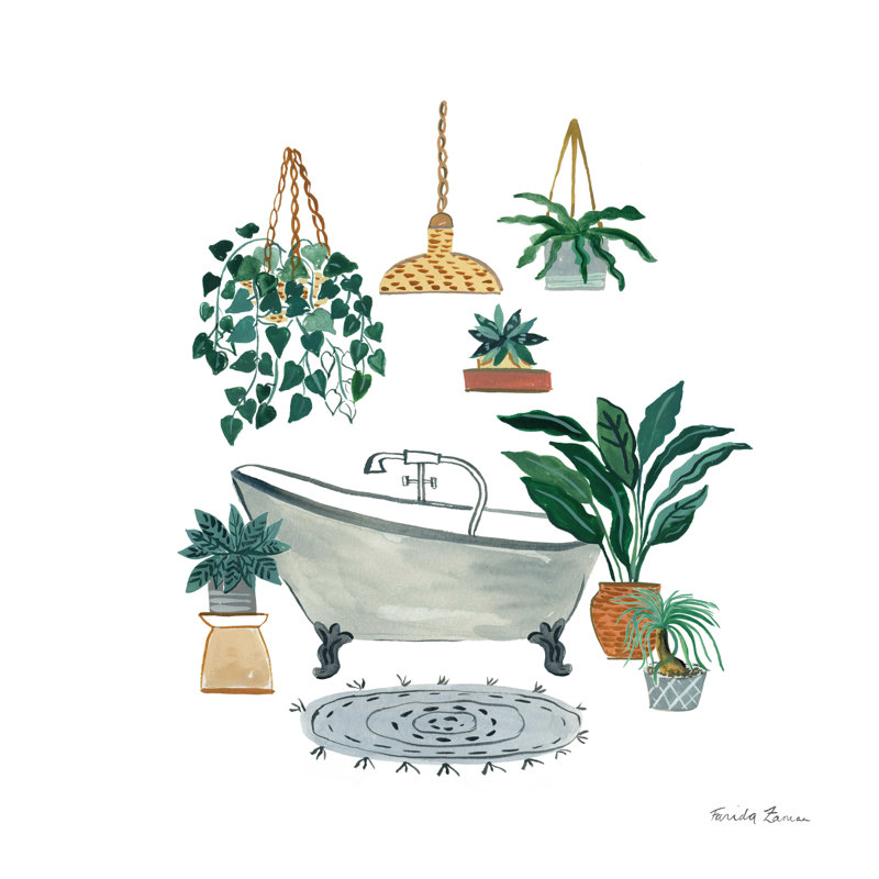 «Rosalba Boho Bathroom II», reproduction sur toile, H 36 po x l 36 po