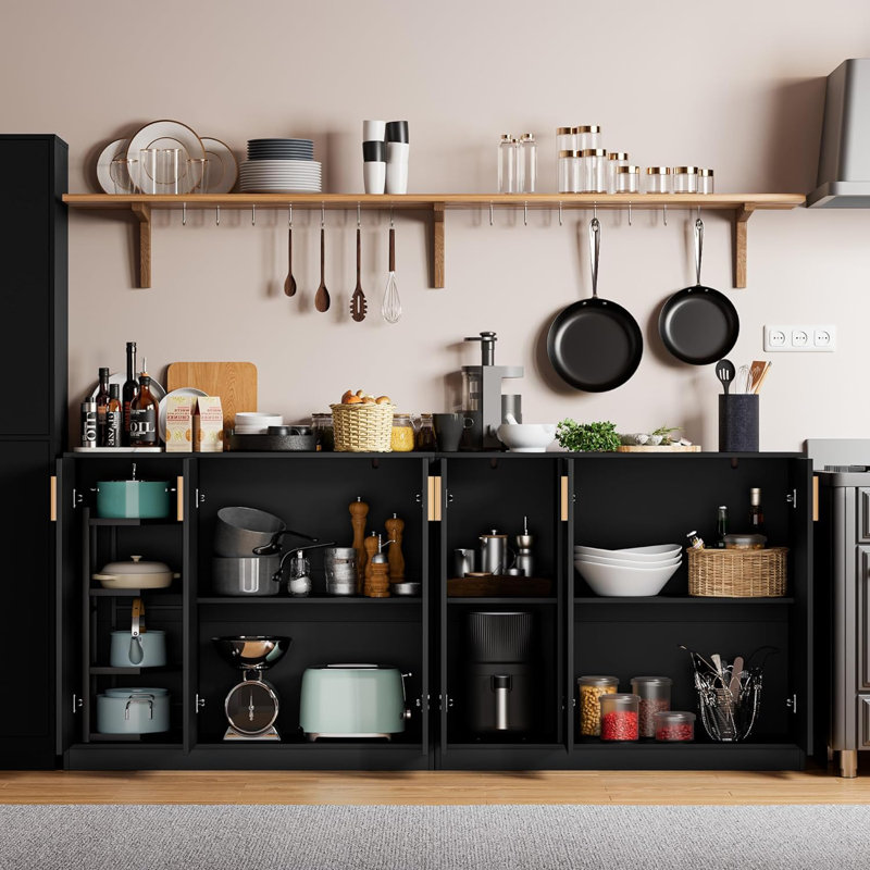 Rosemaire 41.3'' Sideboards Buffet with Adjustable Shelves - Credenza for Office, Bedroom, and Hallway Storage, Black