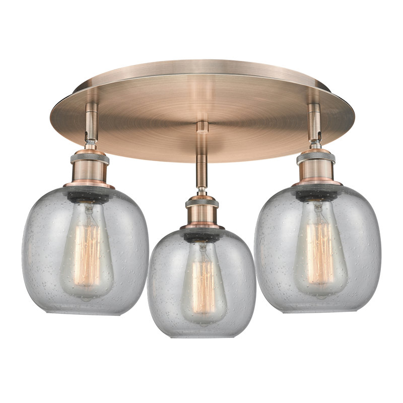 Plafonnier semi-encastré en verre Alve, Grainé, Cuivre antique