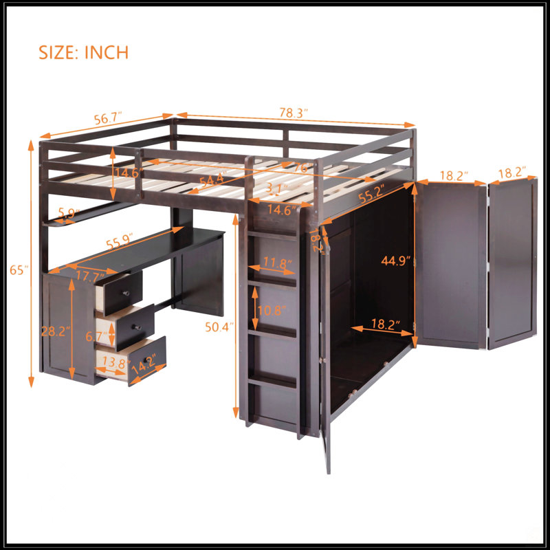 Full Size Loft Bed With Drawers