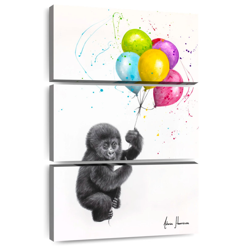 Brampt Baby Gorilla And The Balloons, 32" H x 20" W