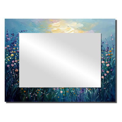 Dreamscape Wildflowers Sunrise Field - Floral Mirror For Wall Art Decor - Printed On Metal
