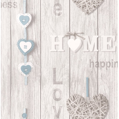 Love Your Home Blue White Wallpaper