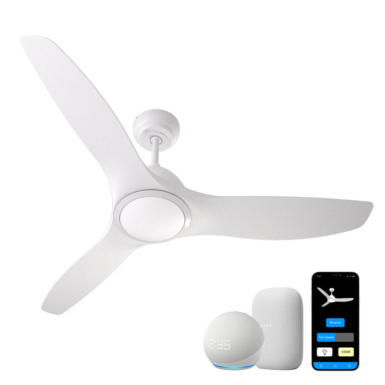 ONE Smart Modern All Season 52" Ceiling Fan with LED Light, Remote, Reversible and Compatible with Alexa/Google 6 Speeds and Light Kit included