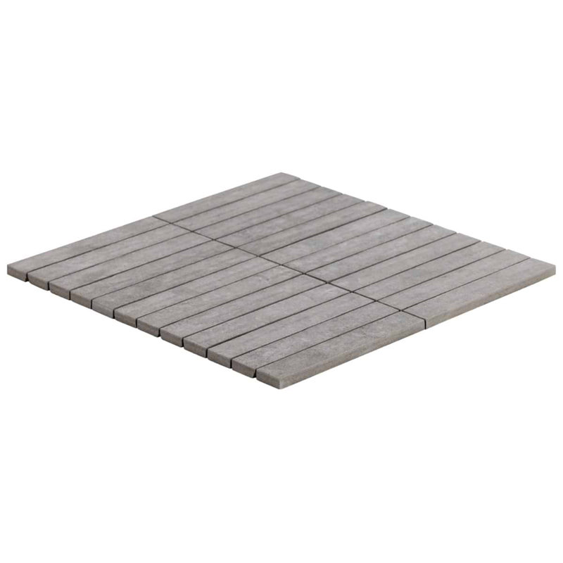 Era 12x12 Stacked Matte Limestone Look Porcelain Mosaic Tile, Silver Gray