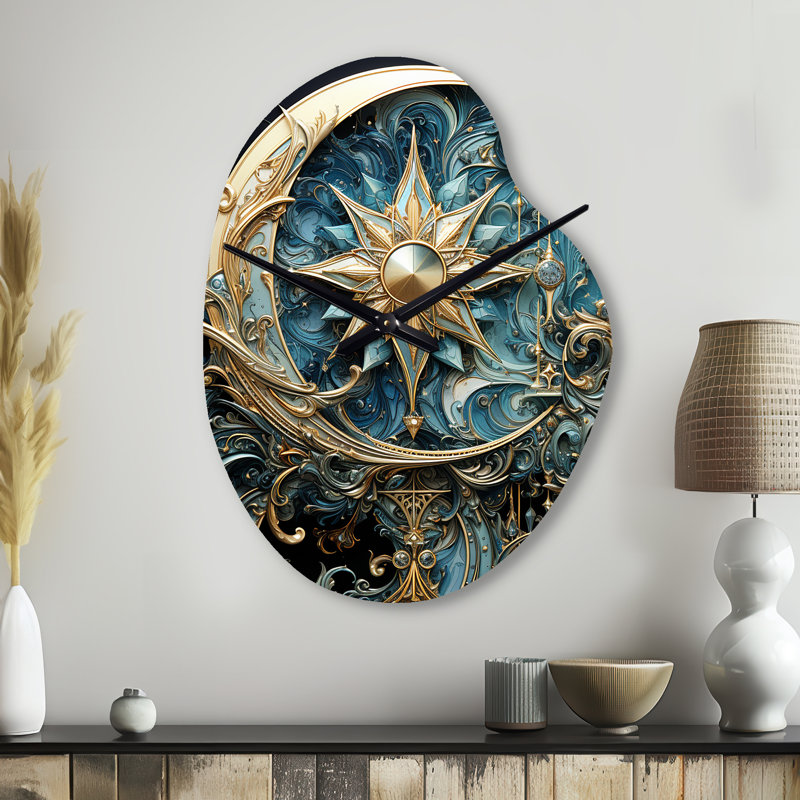 Symboles du croissant de lune et des étoiles - horloges asymétriques en métal, horloge murale, Petit