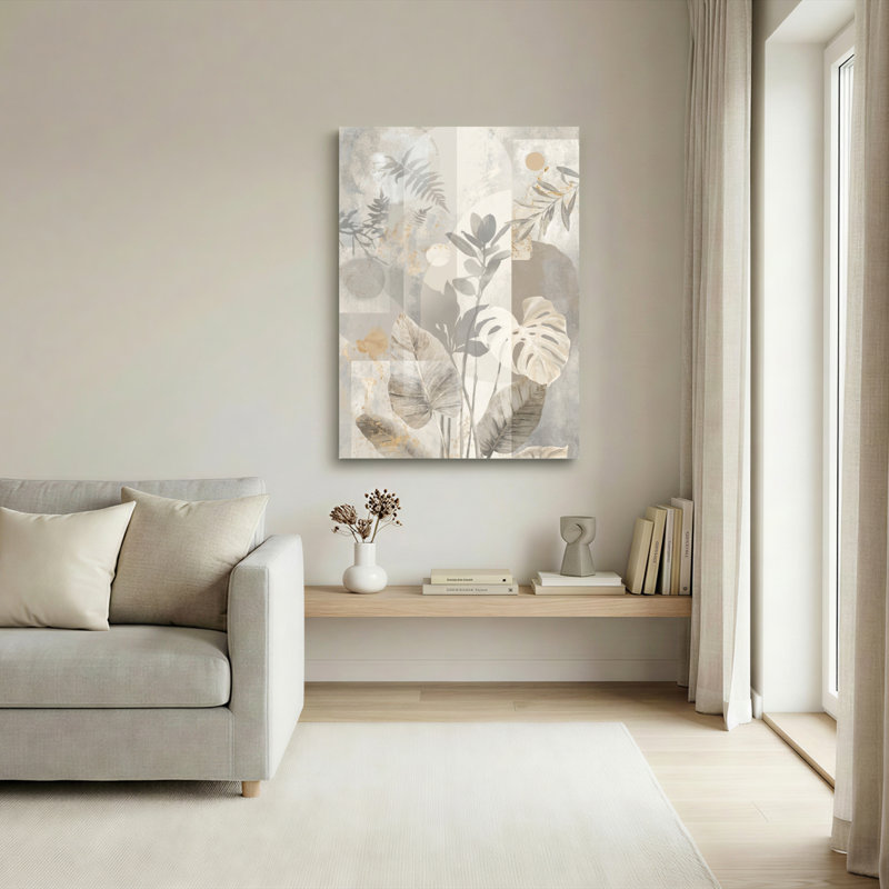 Ensemble de 1 tableau abstrait botanique sur toile, 30"H x 20"W, Wrapped Canvas