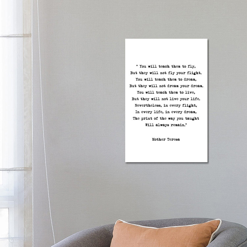 Dream - Mother Theresa Quote by Mambo Art Studio - Wrapped Canvas Print, 66.04 cm H x 45.72 cm W x 3.175 cm D