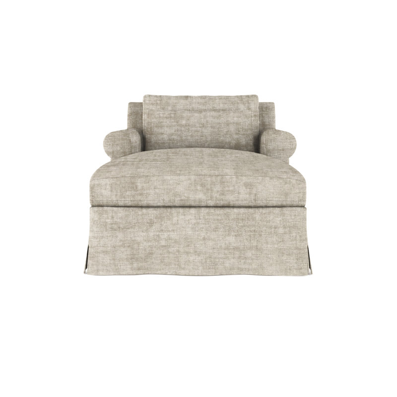 Ludlow Chaise Lounge, Plush Velvet Silver Streak, Weathered