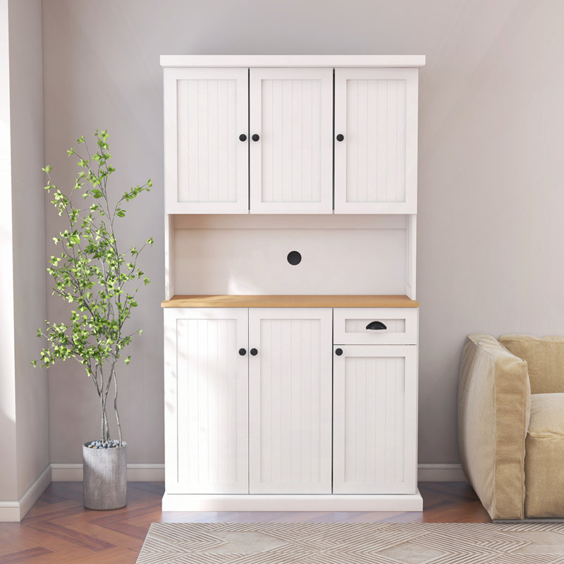 71" Kitchen Pantry Storage Cabinet, White