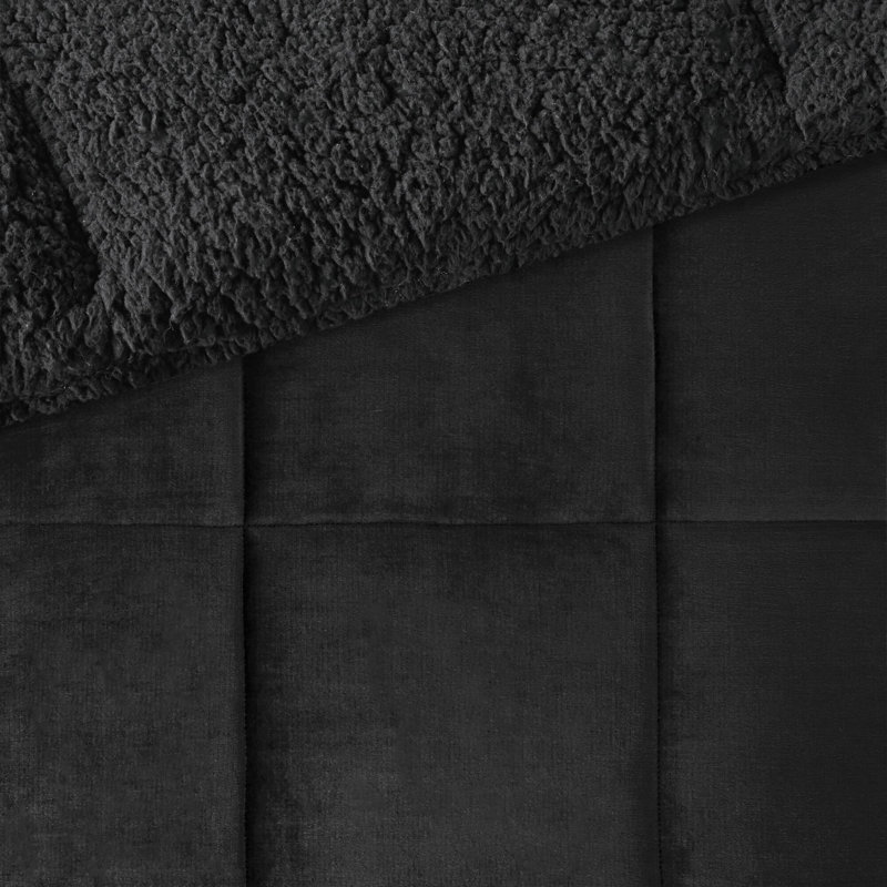 Ensemble d'édredon ultra-doux Alton, Queen Comforter + 2 Shams + 1 Decorative Pillow, Noir