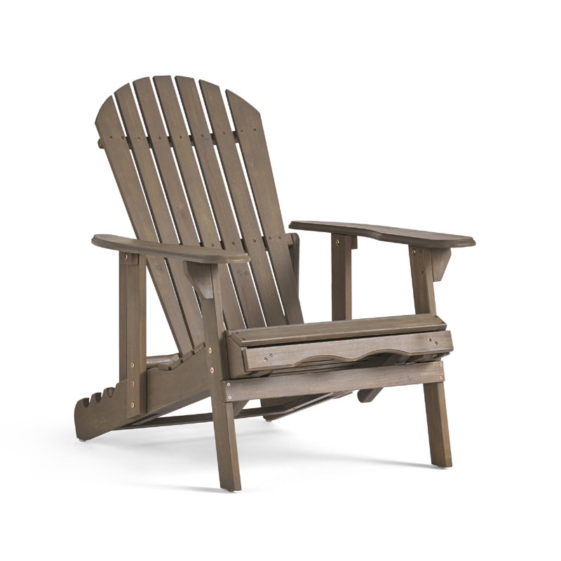 Fauteuil inclinable Libir, bois d'acacia gris à lattes Libo, Gris